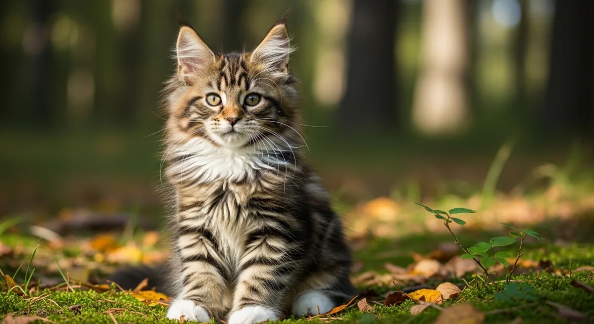 Котёнок мейн-куна 3 месяца, пушистый с большими лапами, любопытная мордочка