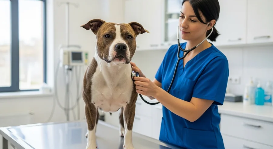 AmStaff на приёме у ветеринара