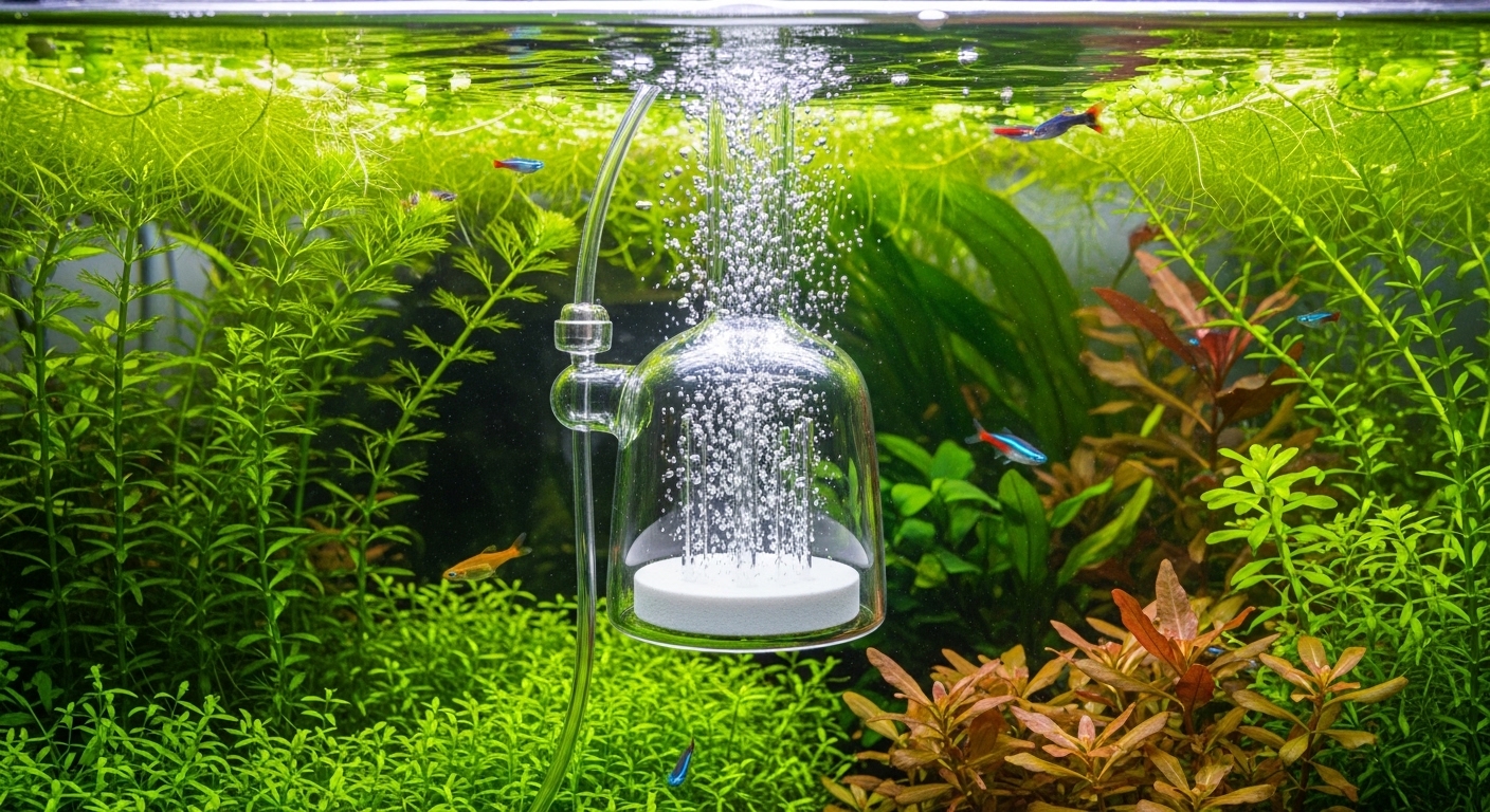 Стеклянный диффузор CO2 в аквариуме