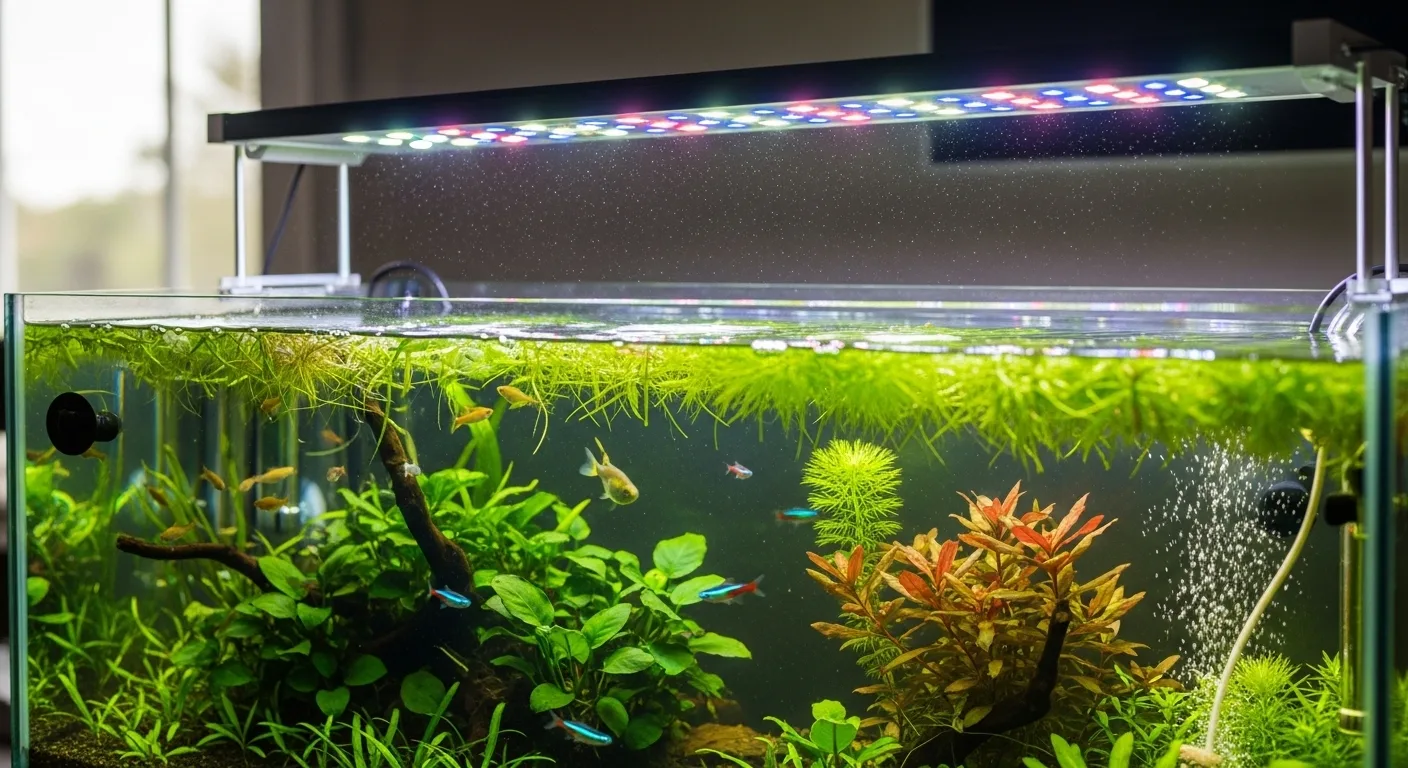 LED-светильник над аквариумом с растениями