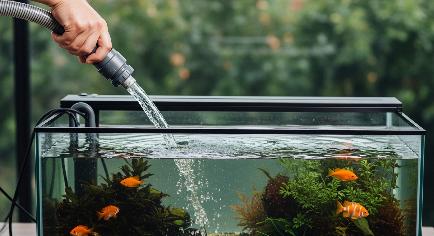 Подмена воды в аквариуме шлангом