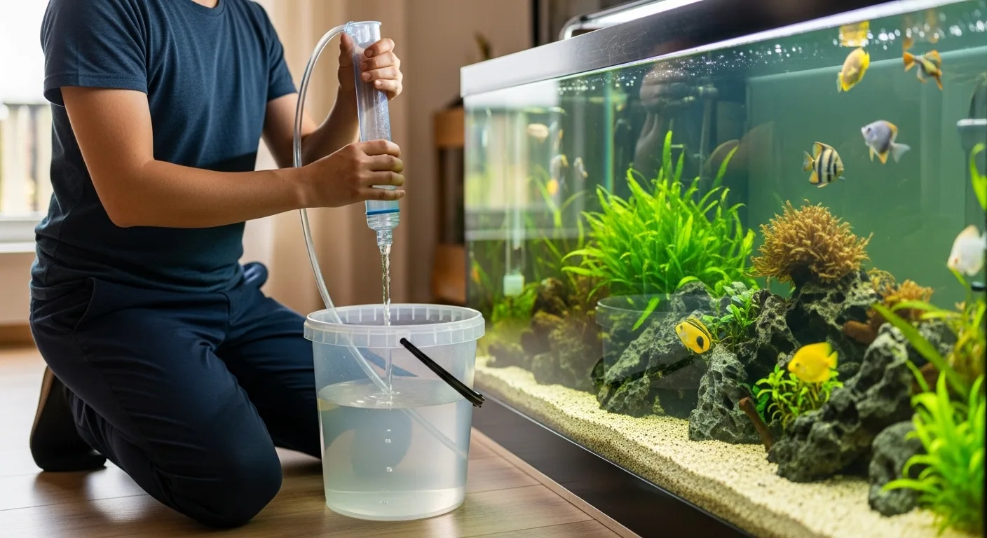 Подмена воды в аквариуме с помощью сифона