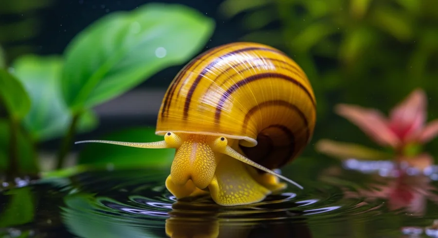 Ампулярия голубой морфы на коряге